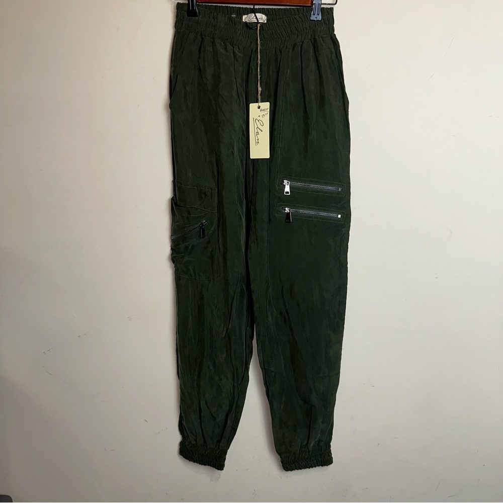 Elan Womens Medium Military Cargo Joggers Pants Olive Parachute Y2K Boho Preppy
